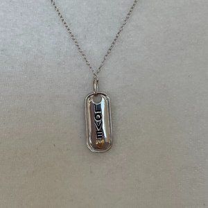 Love Dog Tag Pendant 14K Gold & Sterling Silver Necklace